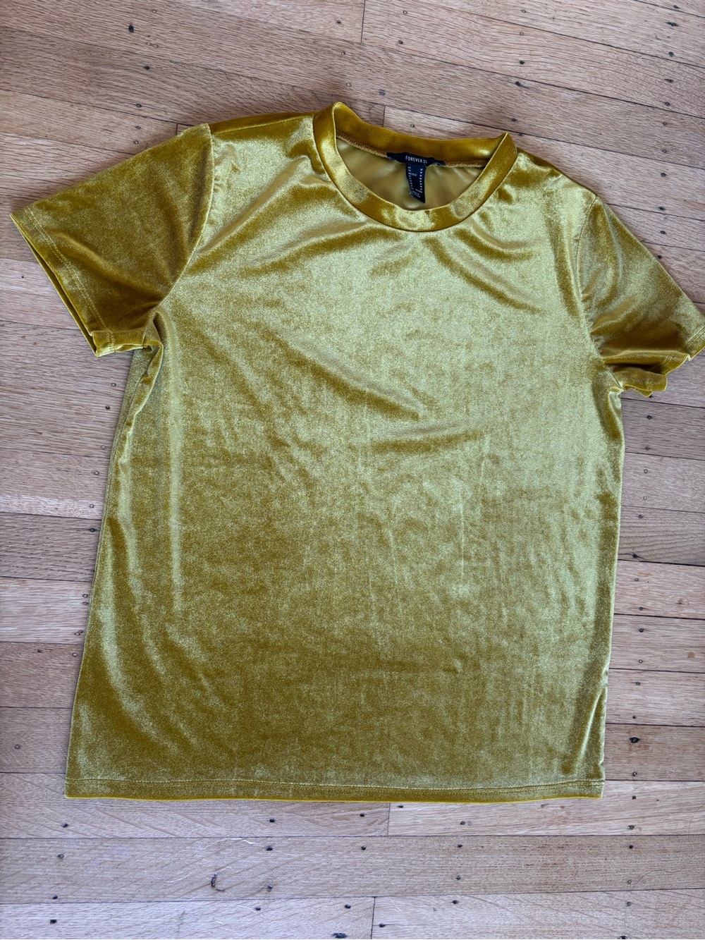 Forever 21 Gold Velour Short Sleeve Tee